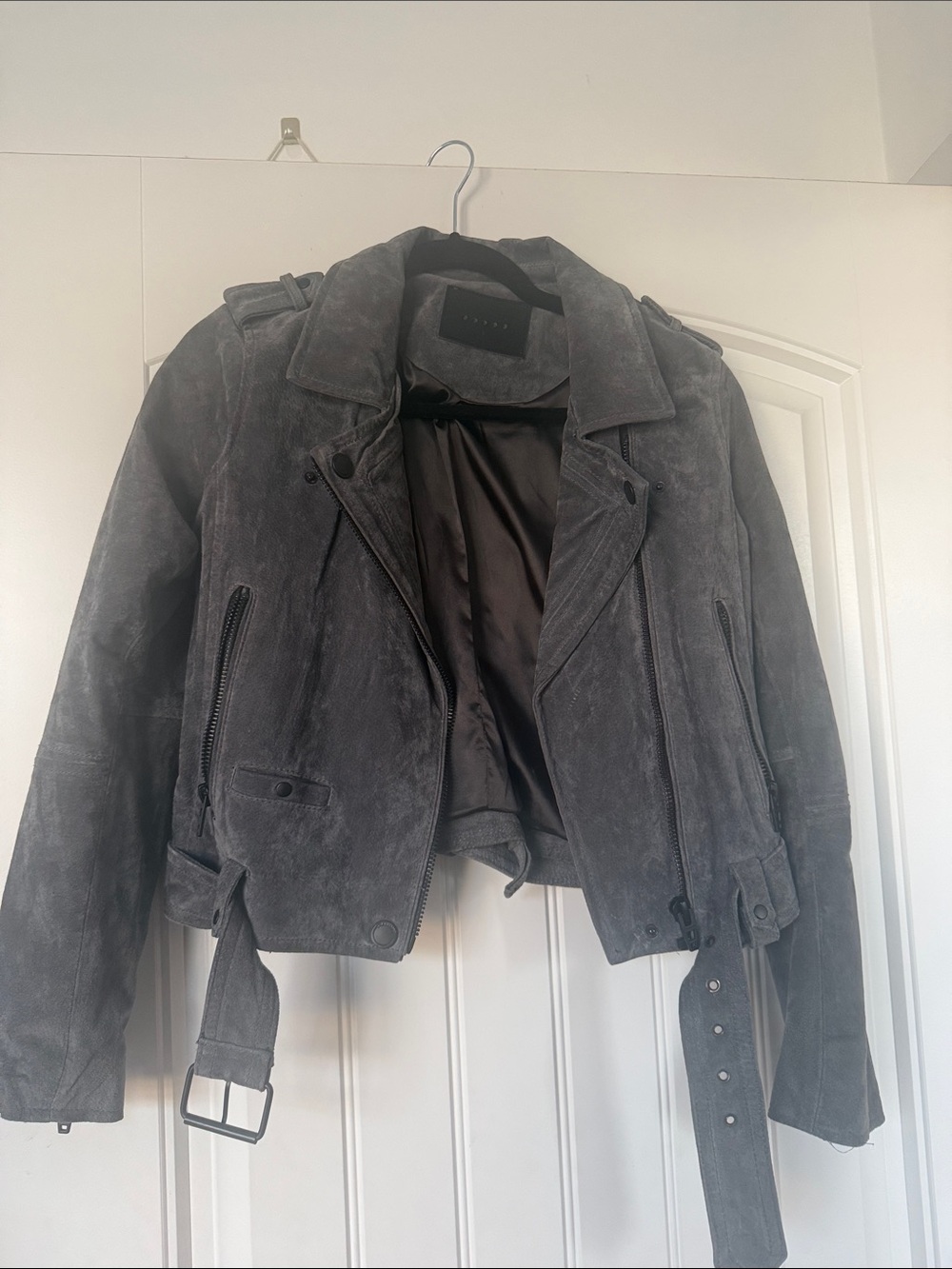 Blank NYC Gray Suede Moto Jacket
